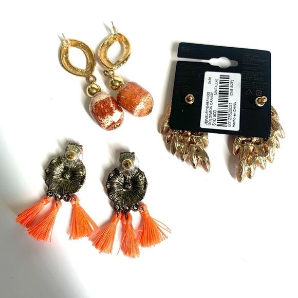 Coral Tone Boho Floral Gold Jewelry Bundle Set of 11 - Picture 4 of 8